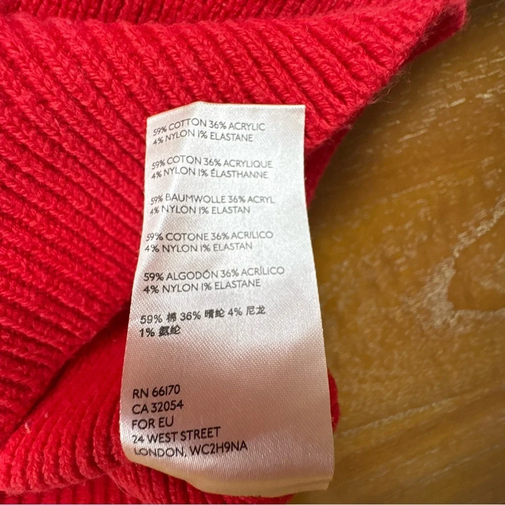 Free People M Very Oversized Red Ribbed Knit Sweater Dole man Sleeve